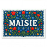 Maisie Name Art - Floral Farmhouse personalized wall print for kids
