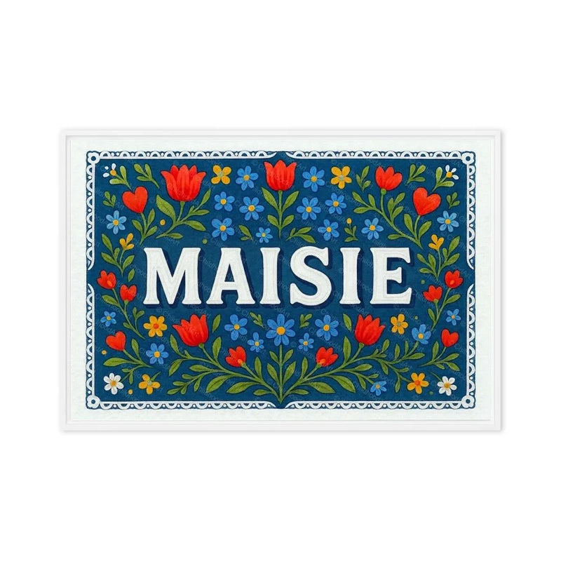 Maisie Name Art - Floral Farmhouse personalized wall print for kids