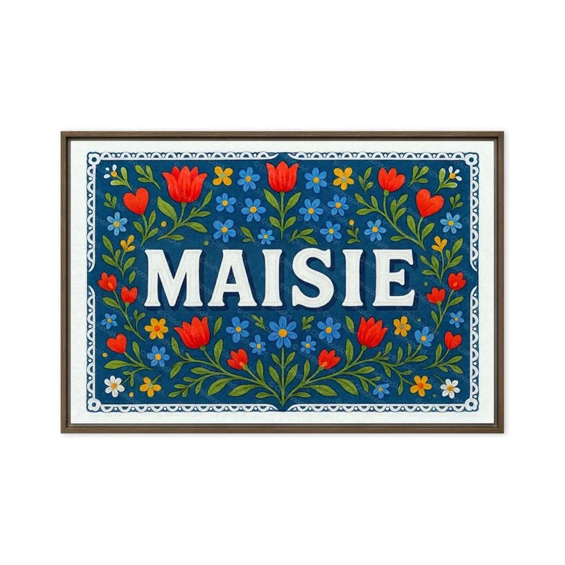 Maisie Name Art - Floral Farmhouse personalized wall print for kids