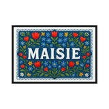 Maisie Name Art - Floral Farmhouse personalized wall print for kids