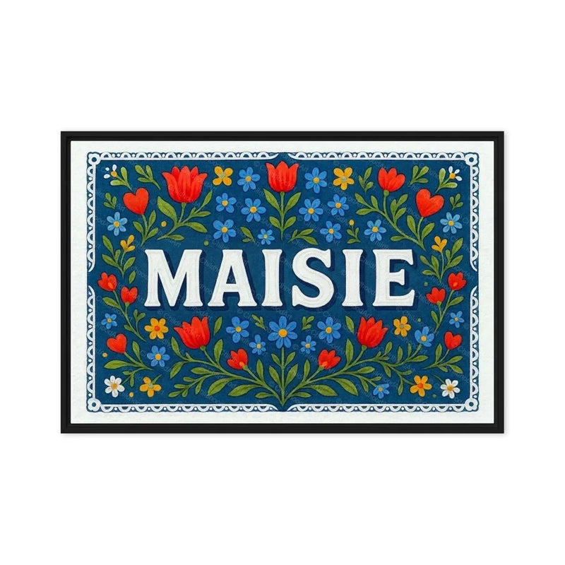 Maisie Name Art - Floral Farmhouse personalized wall print for kids