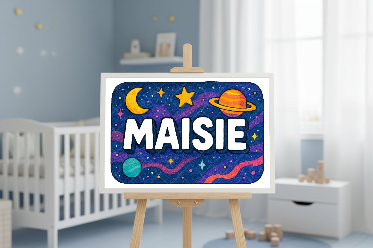 Personalized space name art for Maisie
