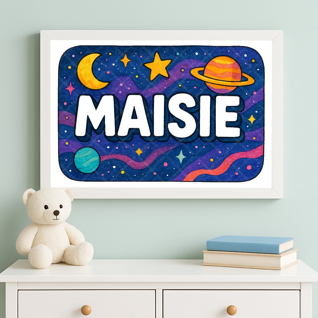 Personalized space name art for Maisie