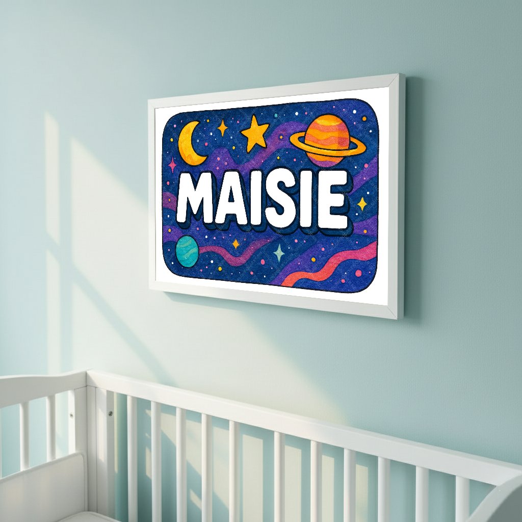 Personalized space name art for Maisie