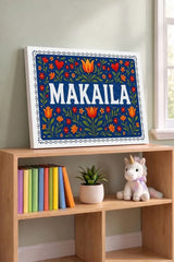 Makaila Name Art - Floral Farmhouse personalized wall print for kids