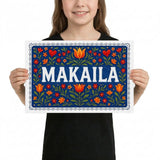 Makaila Name Art - Floral Farmhouse personalized wall print for kids