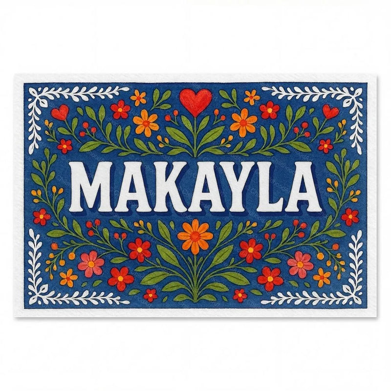 Makayla Name Art - Floral Farmhouse personalized wall print for kids