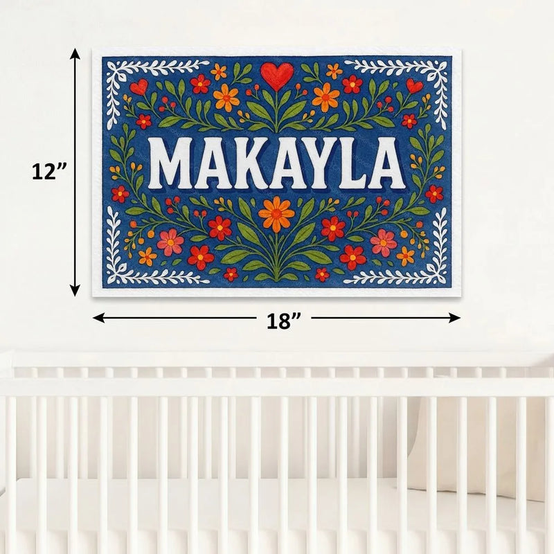 Makayla Name Art - Floral Farmhouse personalized wall print for kids