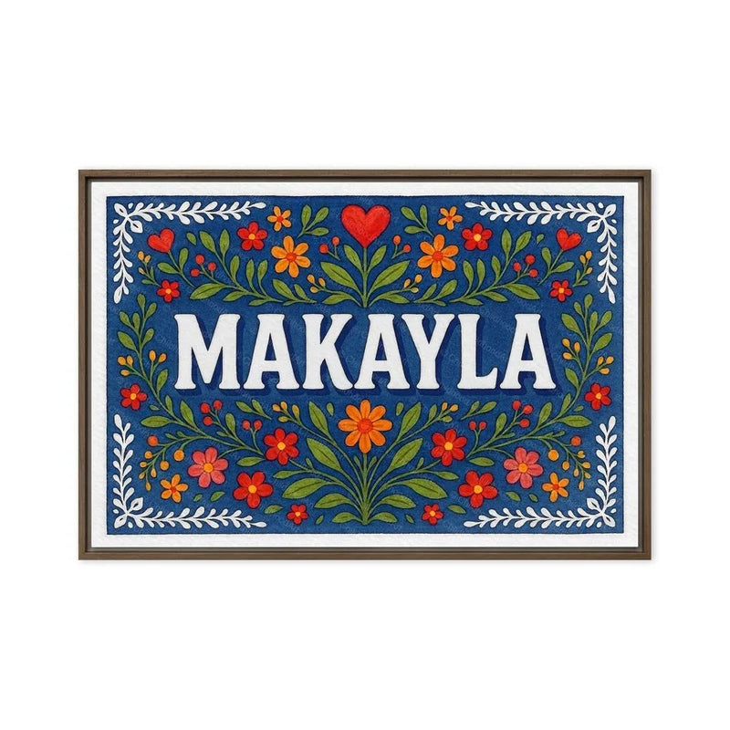 Makayla Name Art - Floral Farmhouse personalized wall print for kids