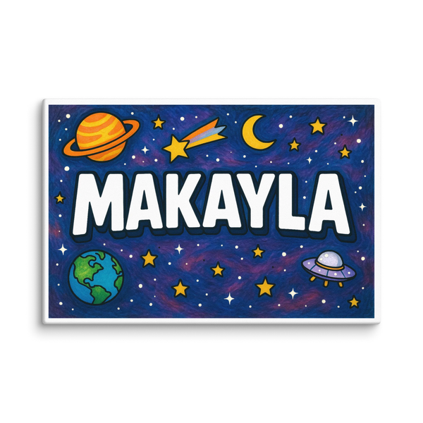 Makayla Name Art - Space Explorers Personalized Wall Art