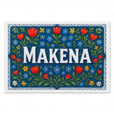 Makena Name Art - Floral Farmhouse personalized wall print for kids