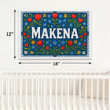 Makena Name Art - Floral Farmhouse personalized wall print for kids