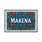 Makena Name Art - Floral Farmhouse personalized wall print for kids