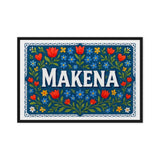 Makena Name Art - Floral Farmhouse personalized wall print for kids