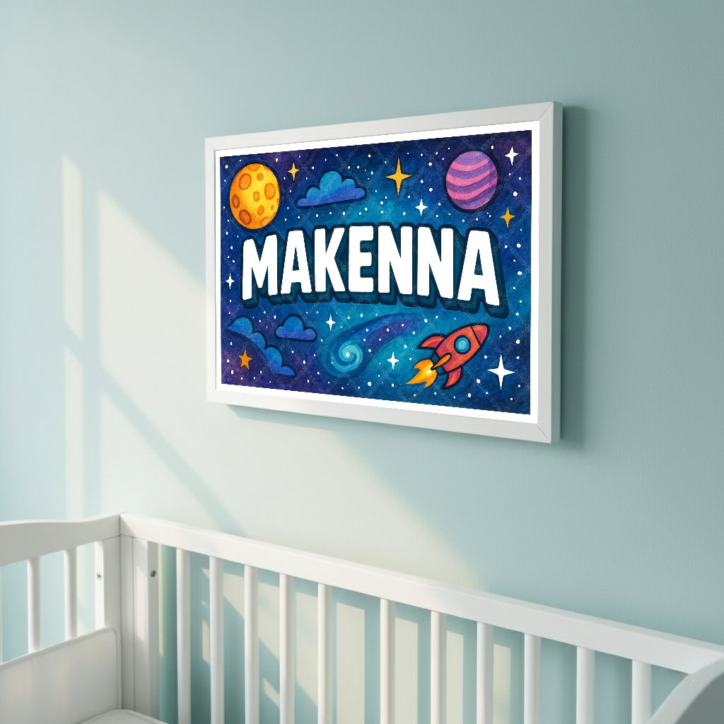 Personalized space name art for Makenna