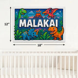 Malakai Name Art - Dinosaur Adventure personalized wall print for kids