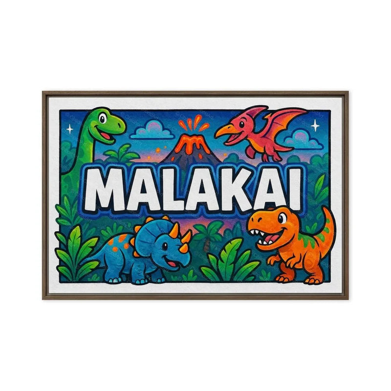 Malakai Name Art - Dinosaur Adventure personalized wall print for kids