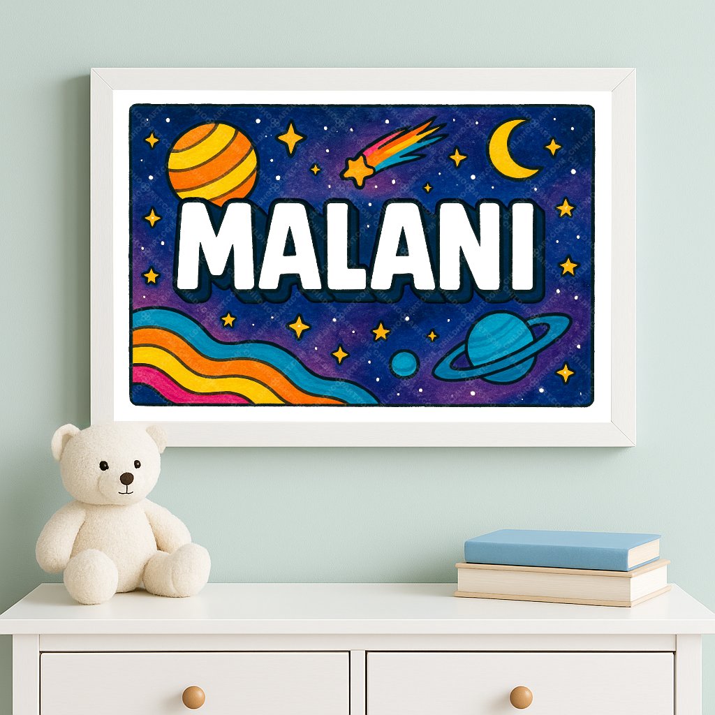 Personalized space name art for Malani