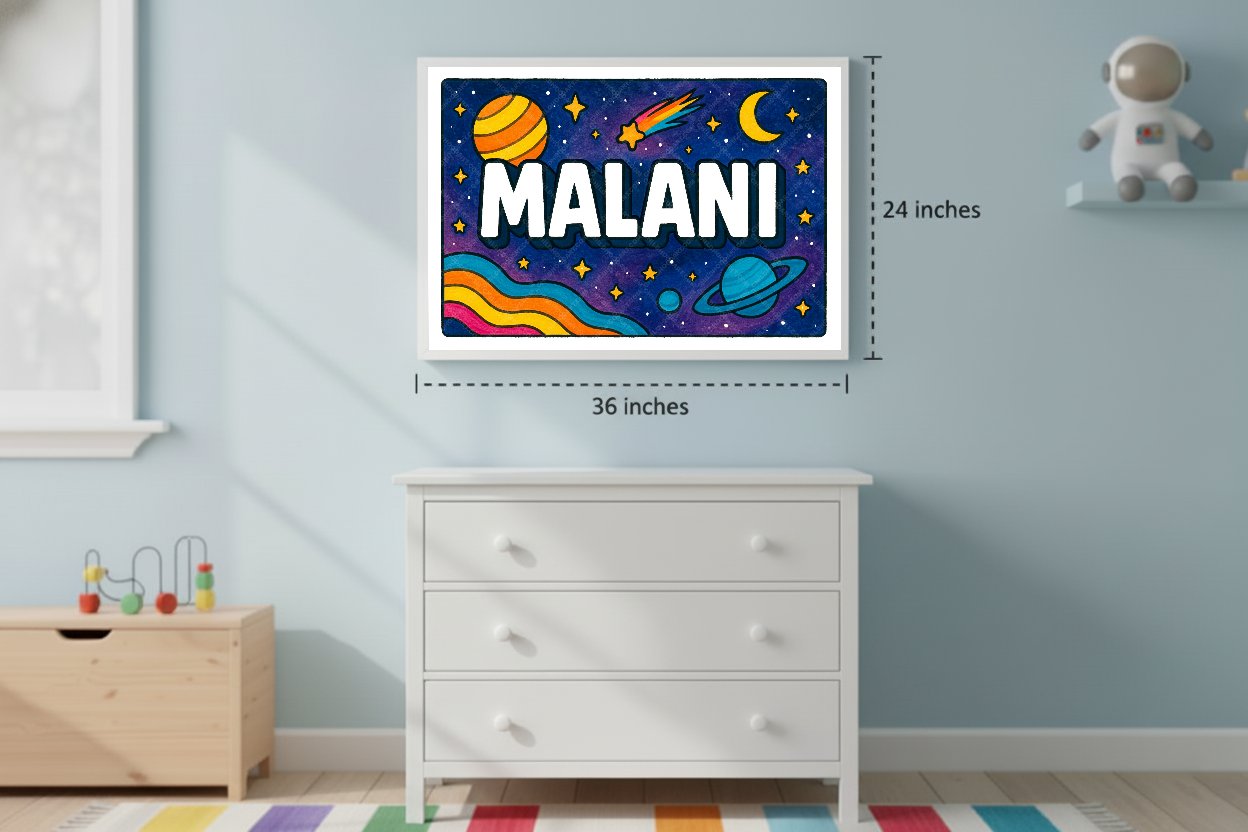 Personalized space name art for Malani