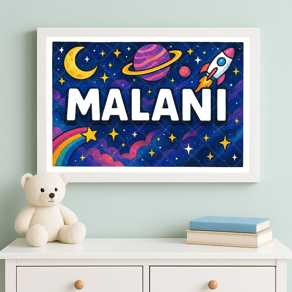 Personalized space name art for Malani