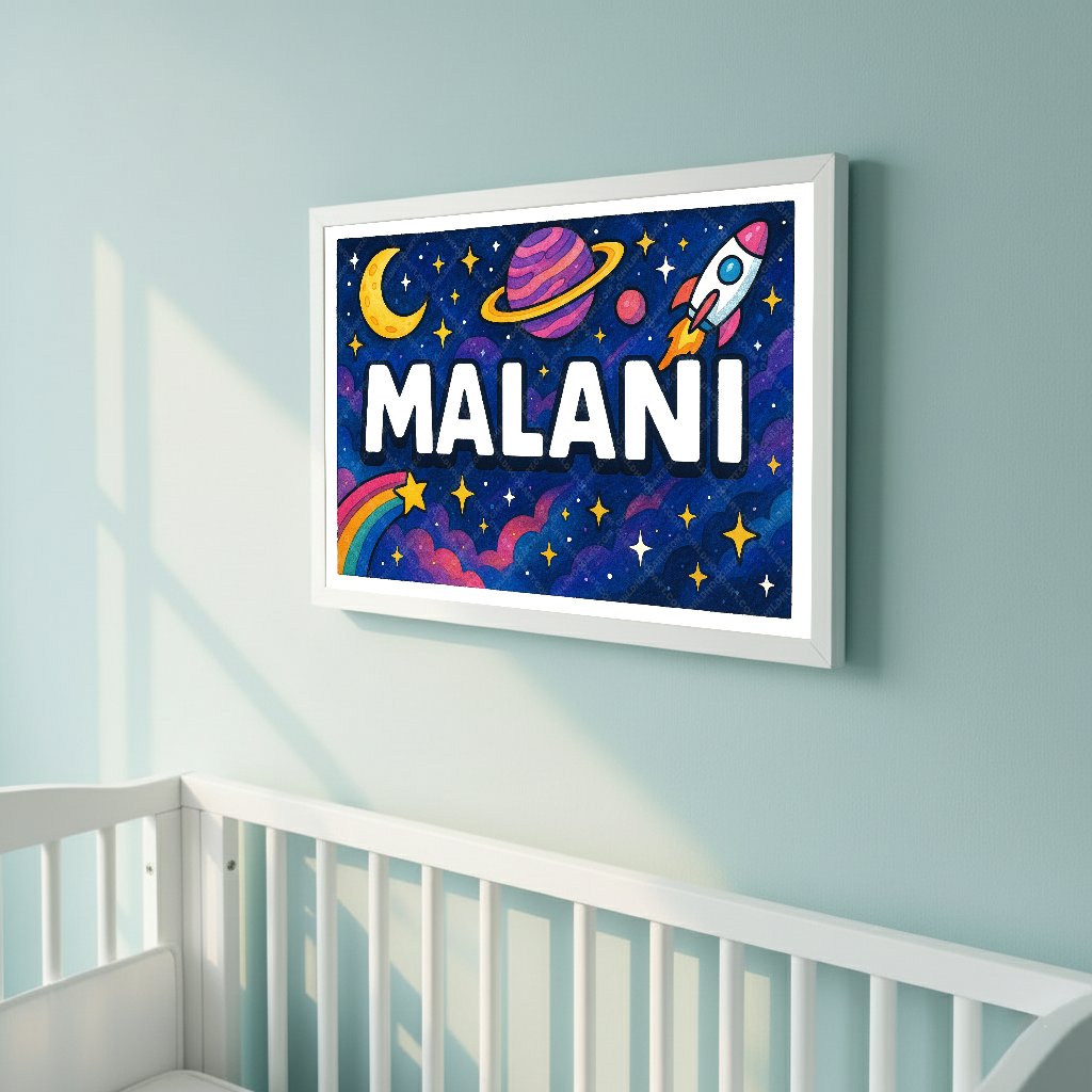 Personalized space name art for Malani