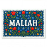 Maliah Name Art - Floral Farmhouse personalized wall print for kids