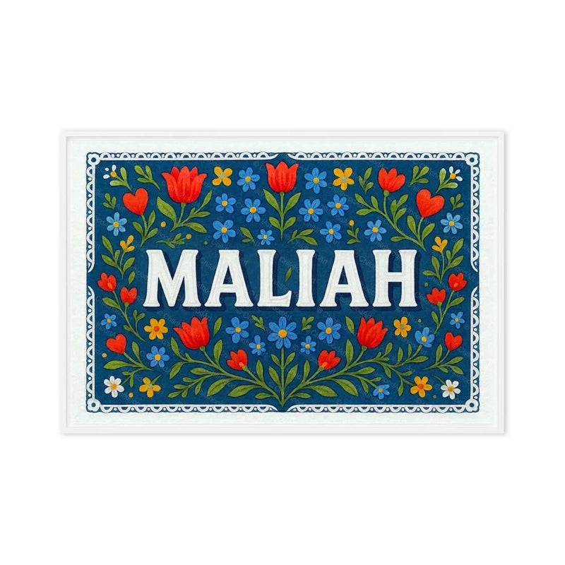 Maliah Name Art - Floral Farmhouse personalized wall print for kids