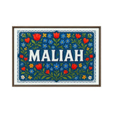 Maliah Name Art - Floral Farmhouse personalized wall print for kids