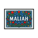 Maliah Name Art - Floral Farmhouse personalized wall print for kids