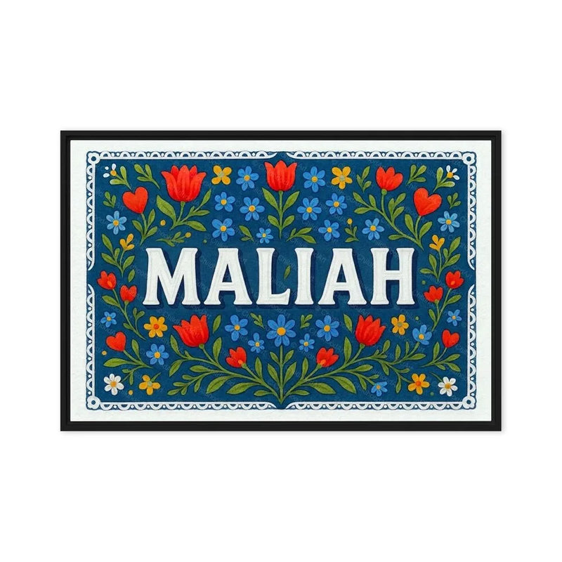 Maliah Name Art - Floral Farmhouse personalized wall print for kids