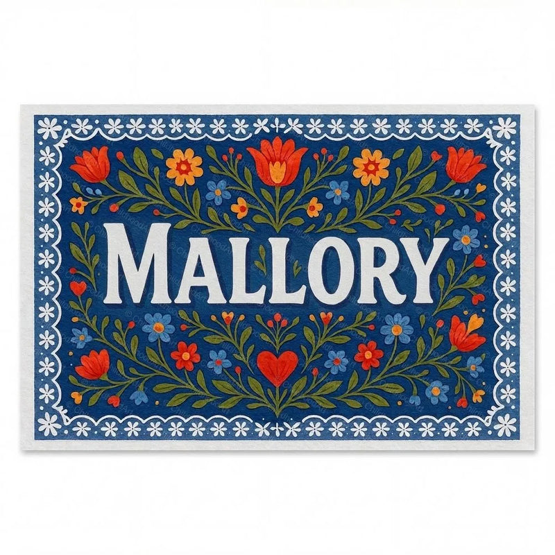 Mallory Name Art - Floral Farmhouse personalized wall print for kids
