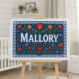 Mallory Name Art - Floral Farmhouse personalized wall print for kids