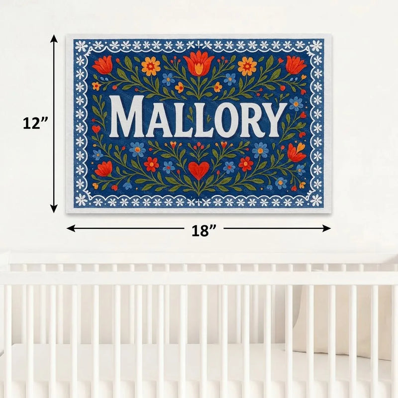 Mallory Name Art - Floral Farmhouse personalized wall print for kids