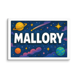 Mallory Name Art - Space Explorers personalized wall print for kids