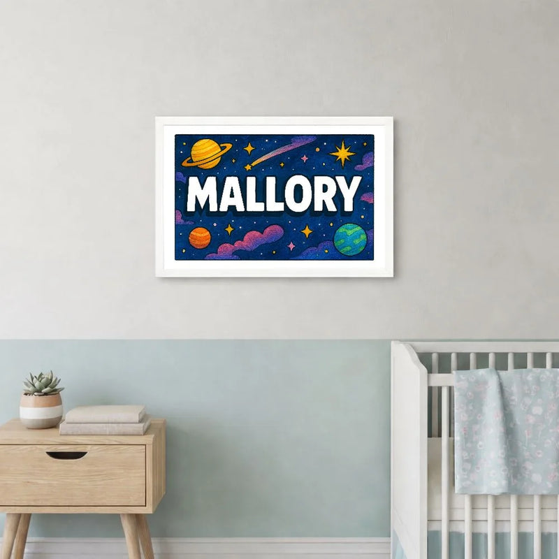 Mallory Name Art - Space Explorers personalized wall print for kids