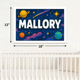 Mallory Name Art - Space Explorers personalized wall print for kids
