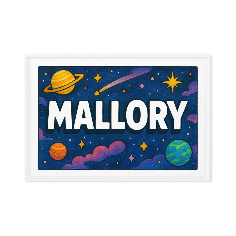 Mallory Name Art - Space Explorers personalized wall print for kids