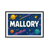 Mallory Name Art - Space Explorers personalized wall print for kids