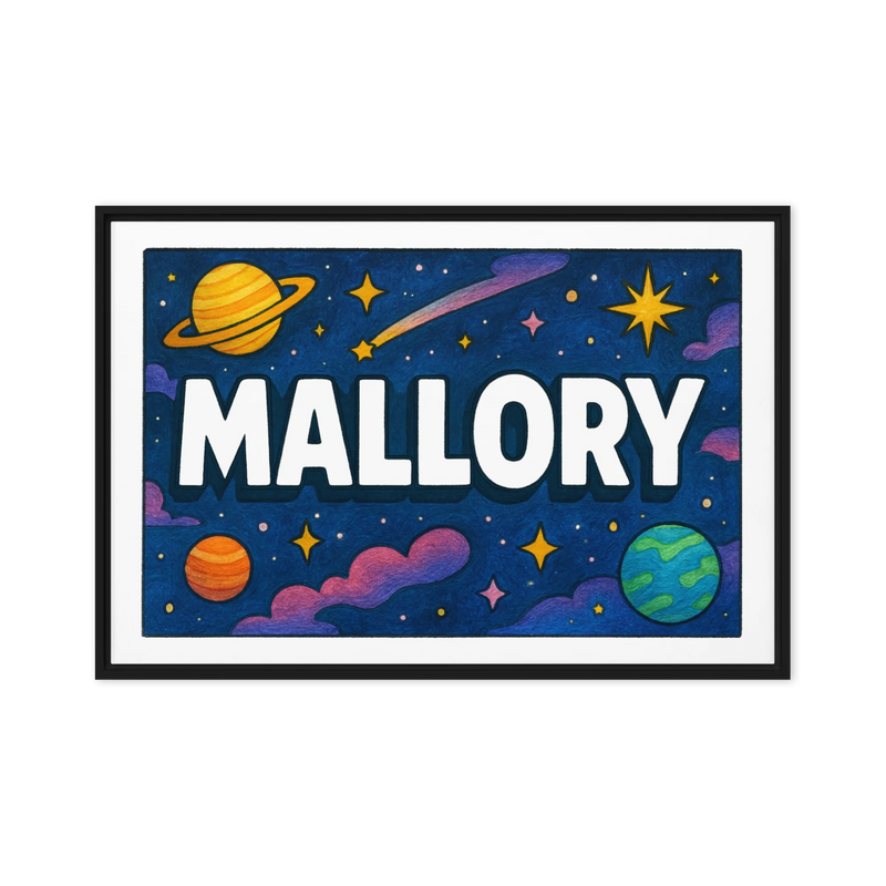Mallory Name Art - Space Explorers personalized wall print for kids
