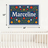 Marceline Name Art - Floral Farmhouse personalized wall print for kids