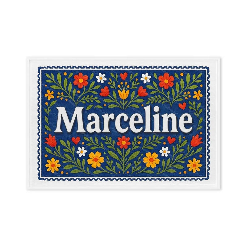 Marceline Name Art - Floral Farmhouse personalized wall print for kids