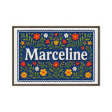 Marceline Name Art - Floral Farmhouse personalized wall print for kids