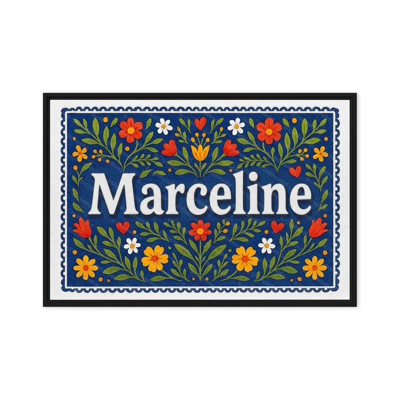 Marceline Name Art - Floral Farmhouse personalized wall print for kids