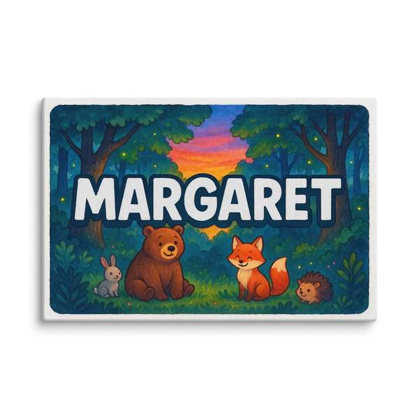 Margaret Name Art - Forest Friends Personalized Wall Art