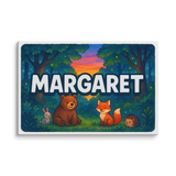 Margaret Name Art - Forest Friends personalized wall print for kids