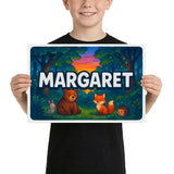 Margaret Name Art - Forest Friends personalized wall print for kids