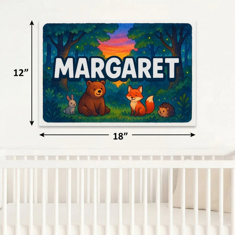 Margaret Name Art - Forest Friends personalized wall print for kids