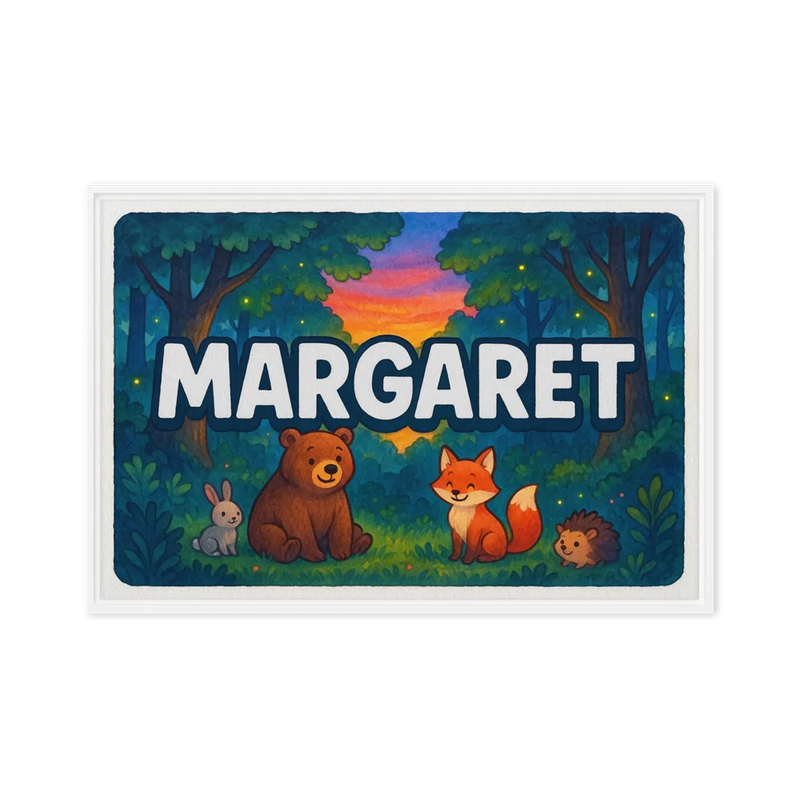 Margaret Name Art - Forest Friends personalized wall print for kids