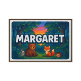 Margaret Name Art - Forest Friends personalized wall print for kids