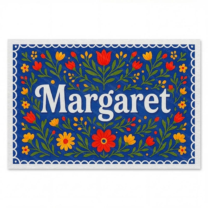 Margaret Name Art - Floral Farmhouse personalized wall print for kids